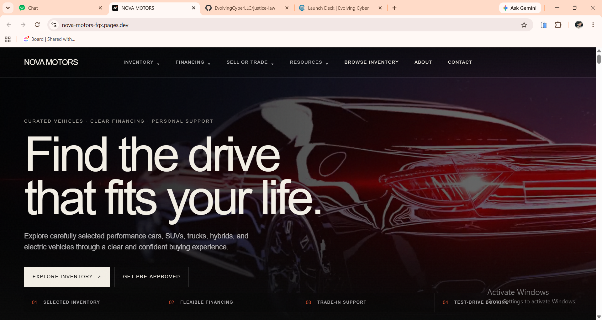 Nova Motors website template screenshot